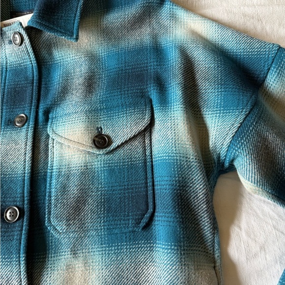 Pendleton Teal and White Plaid Shirt Jacket Shacket - Picture 8 of 10